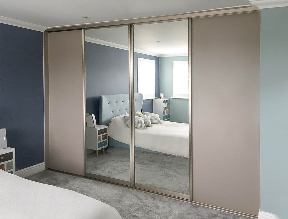 beige wardrobe with mirrors