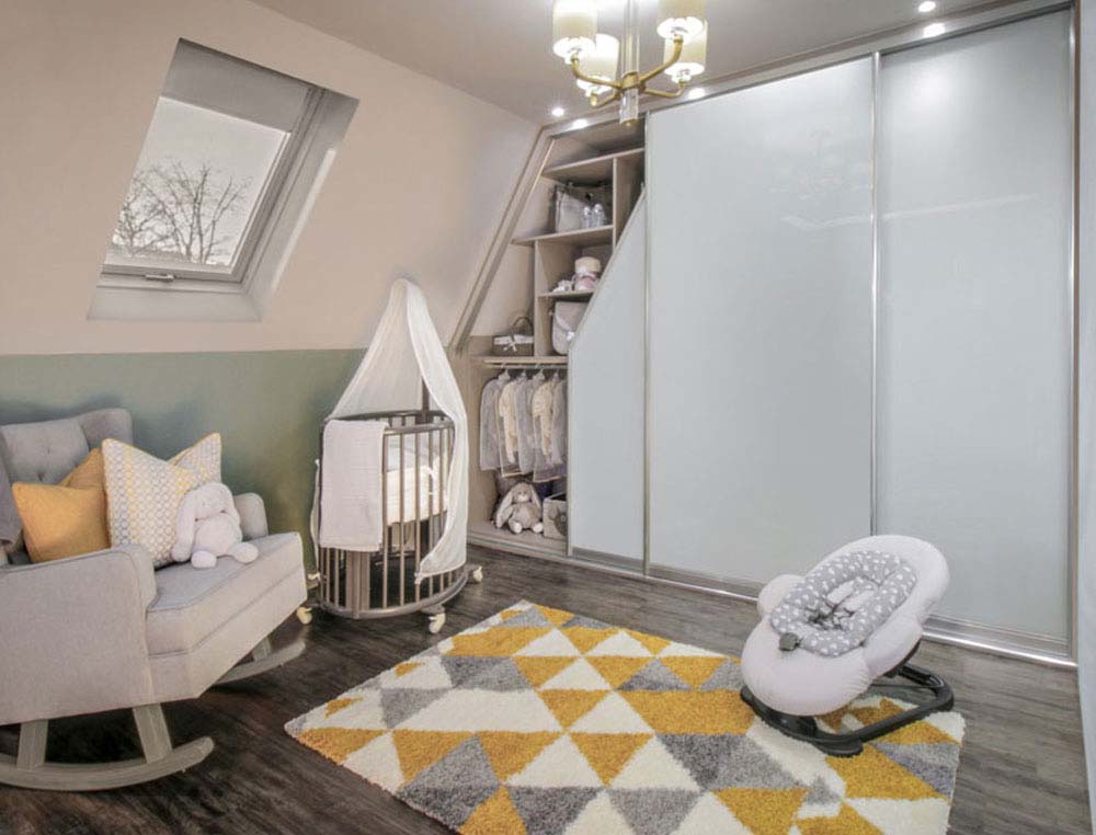 baby room glass angled sliding wardrobe
