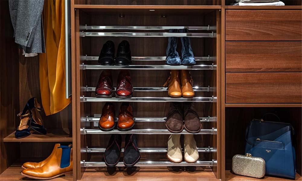 shoe rack holding shoes