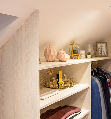 close up of woodgrain shelves