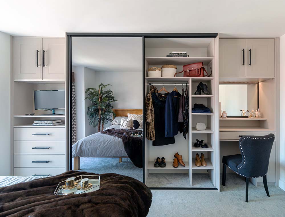 mirror and hinge sliding wardrobe