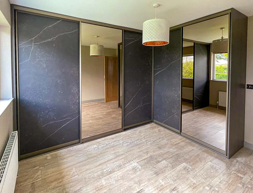 special finish corner sliding wardrobe