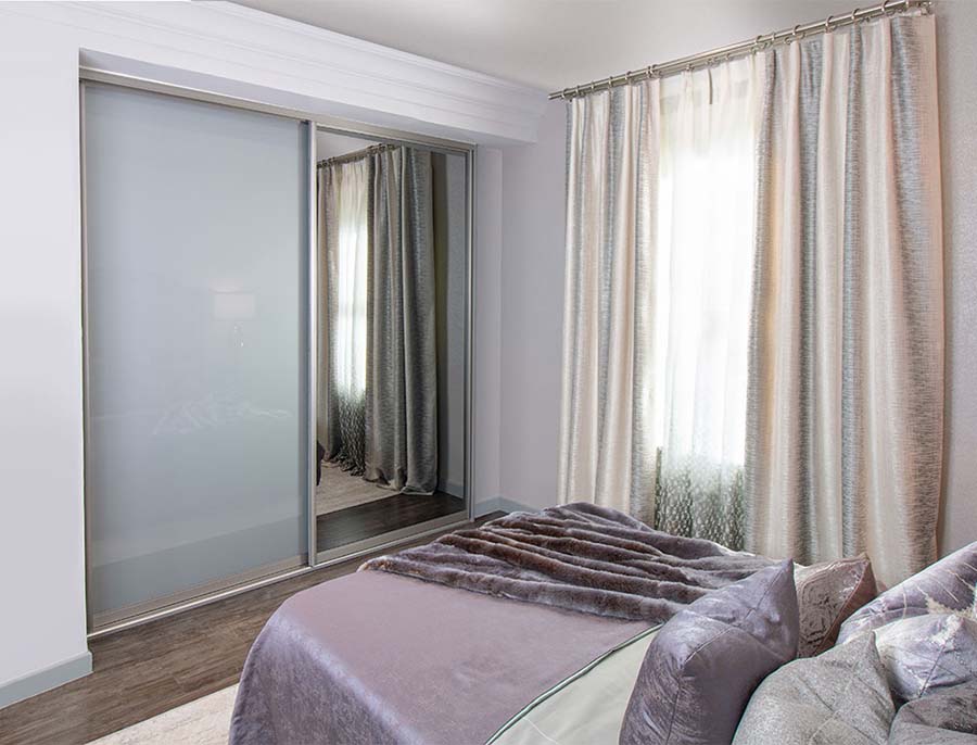 glass and mirrored sliding wardrobe